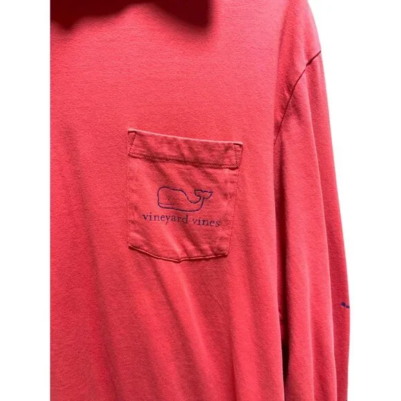 Vineyard Vines Hooded Whale Logo Back Hit Tee Shirt Melon Size M Coastal Casual - Picture 8 of 15